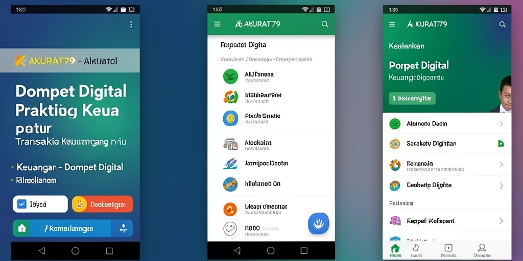 Tampilan antarmuka aplikasi Dompet Digital yang modern dan intuitif.