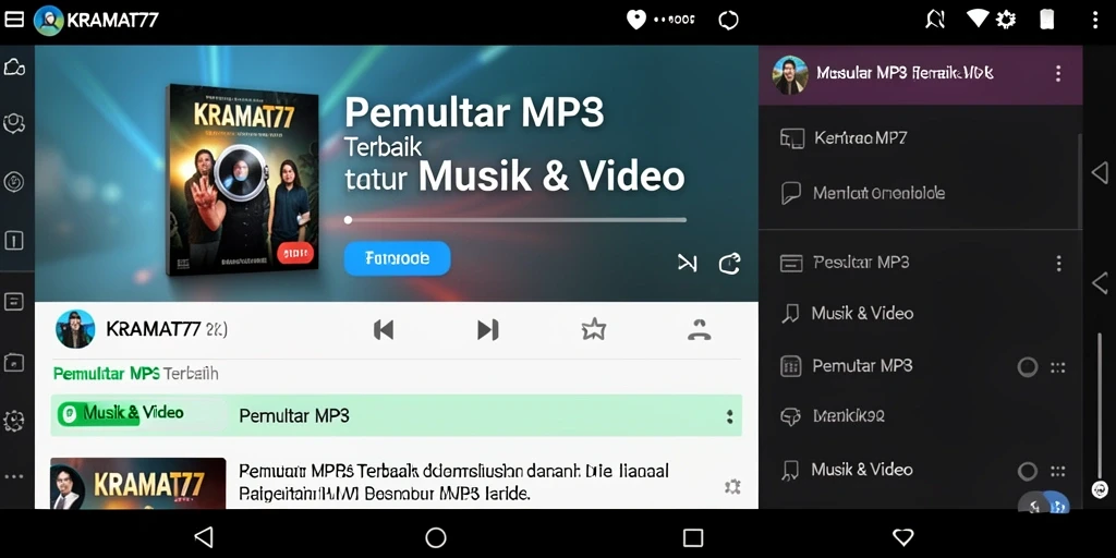 Antarmuka utama KRAMAT77 untuk pengalaman Pemutar MP3 yang menyenangkan.