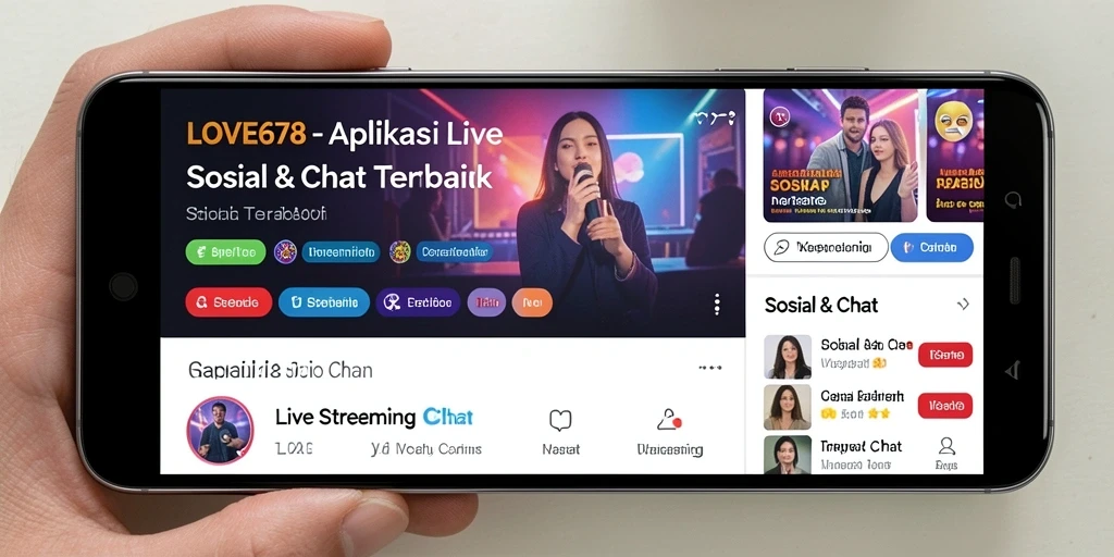 Tampilan antarmuka LOVE678 saat Live Streaming dengan berbagai fungsi interaksi.