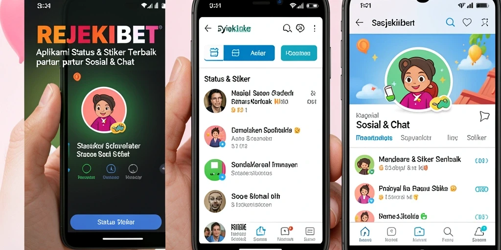 Antarmuka pengguna REJEKIBET dengan koleksi stiker yang beragam.