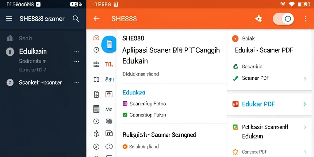 Tampilan antarmuka SHE888 yang bersih dan intuitif untuk pemindaian PDF.