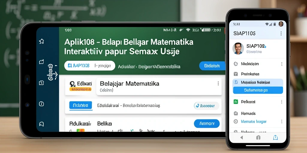 Tampilan antarmuka aplikasi SIAP108 untuk belajar matematika.