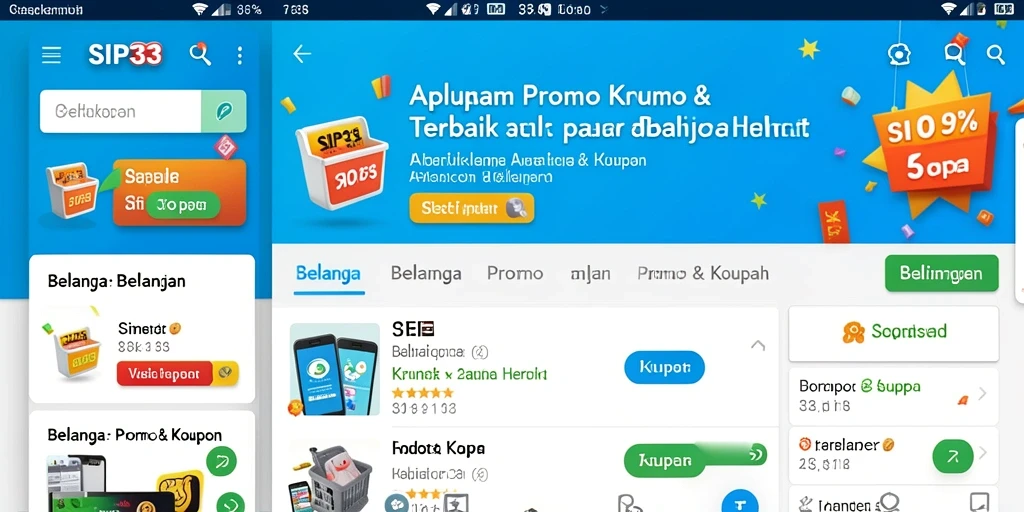 Antarmuka SIP33 menampilkan berbagai kupon dan promo menarik.