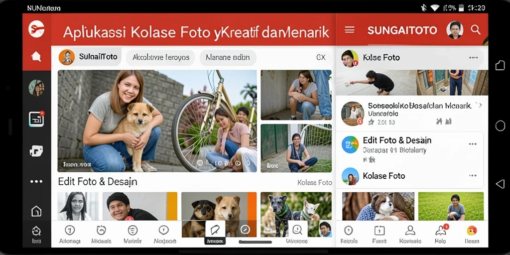 Tampilan antarmuka aplikasi SUNGAITOTO untuk kolase foto yang menarik.